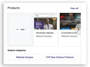 Top digital marketing company product listing on Google my business profile