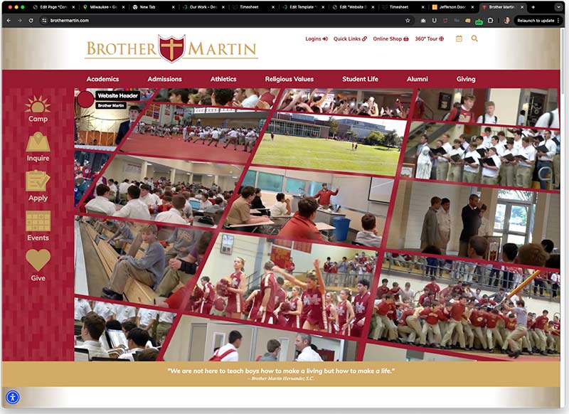 new orleans school web design home page example from brother martin high school