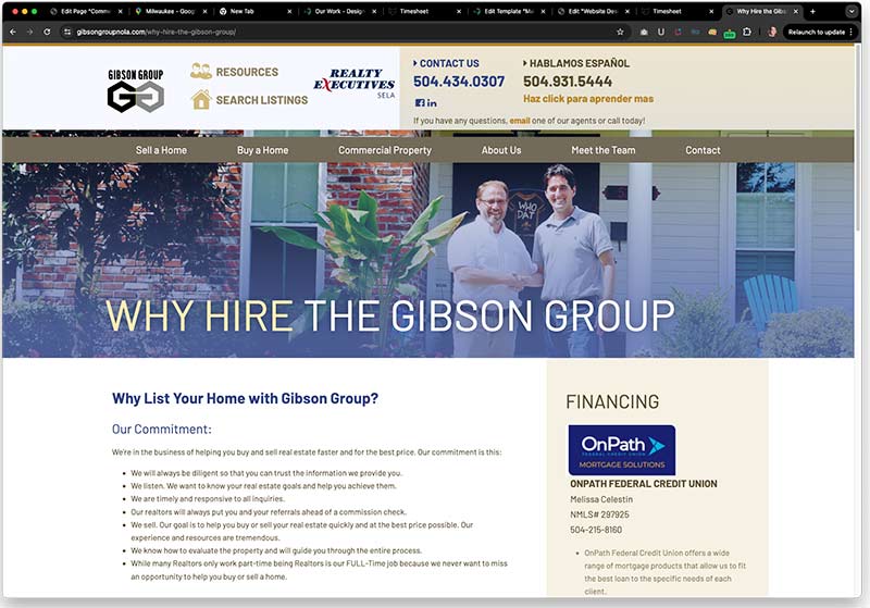 real estate website design in wordpress for gibson group