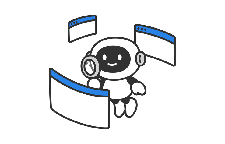 illustrated graphic of an AI Search bot