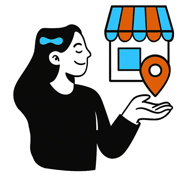 illustrated girl optimizing her local search profile